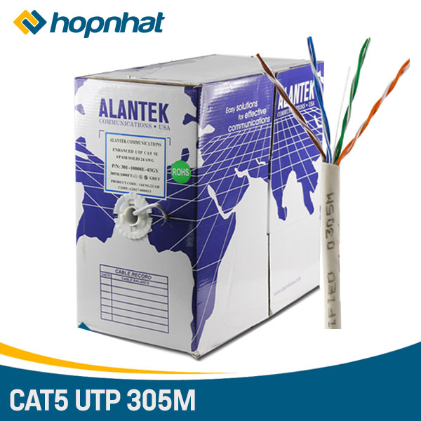 Cáp mạng LAN Alantek USA Cat5e UTP - P/N 301-10008E-00GY, Cáp mạng Alantek Cat5e UTP chính hãng giá luôn tốt
